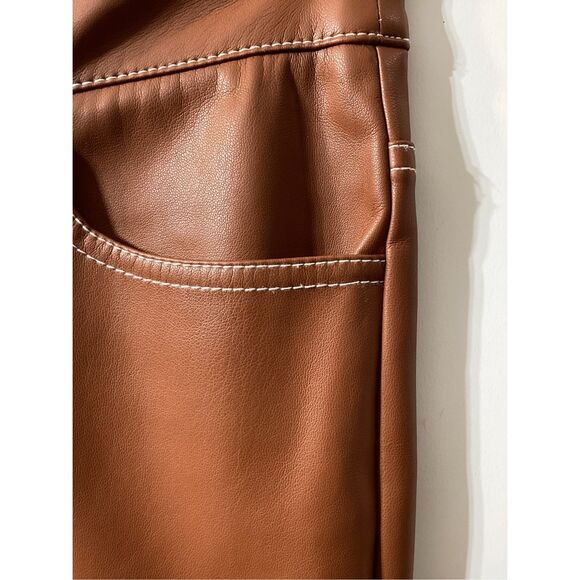 Staud Elliot Brown Faux Leather Pants - Picture 12 of 16